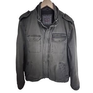 Levi Strauss Military Field Jacket Men Large Olive Green Cotton Full Zip Utility